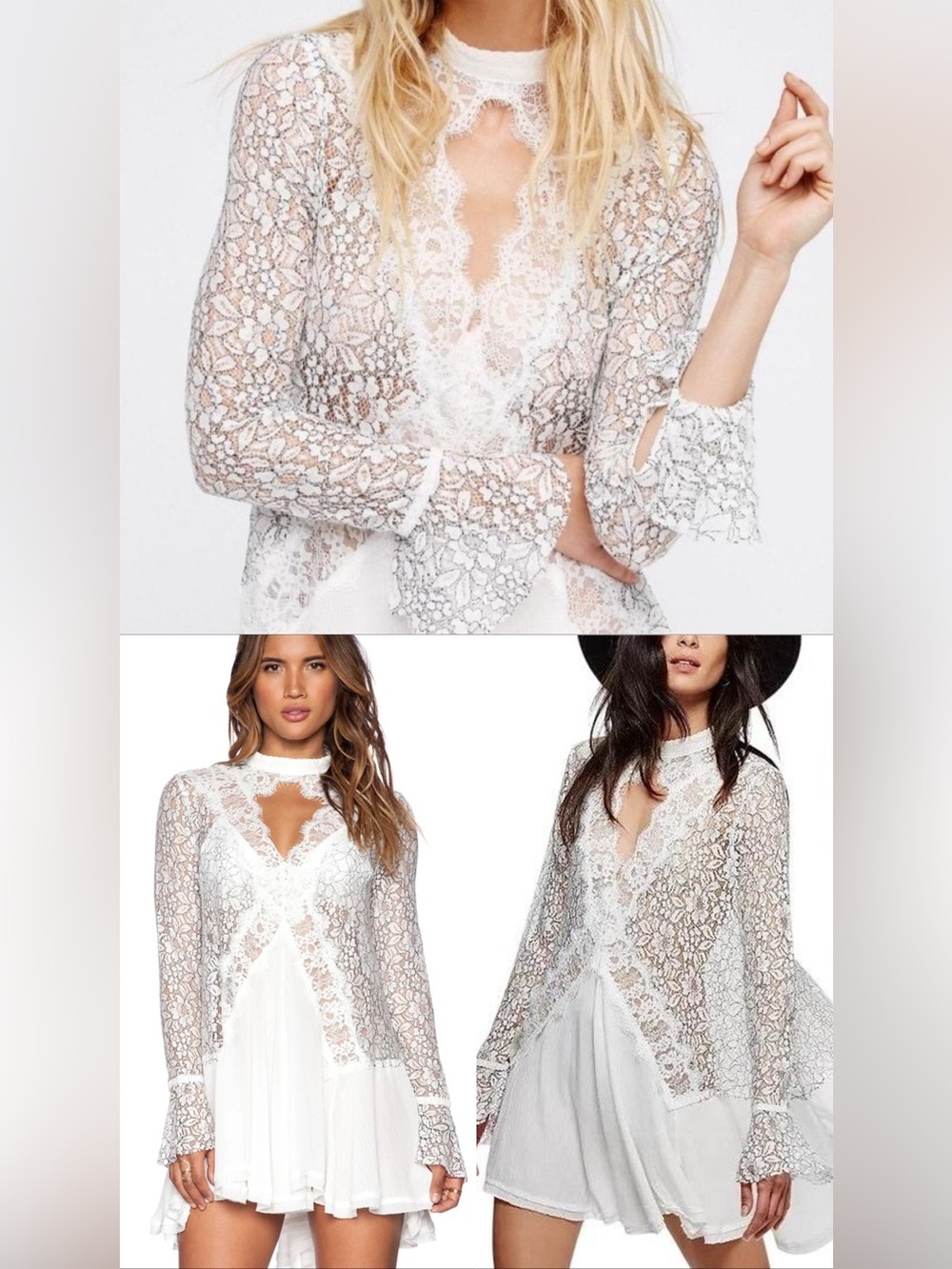 LIKE NEW Free People Tell Tale Cutout Lace Tunic